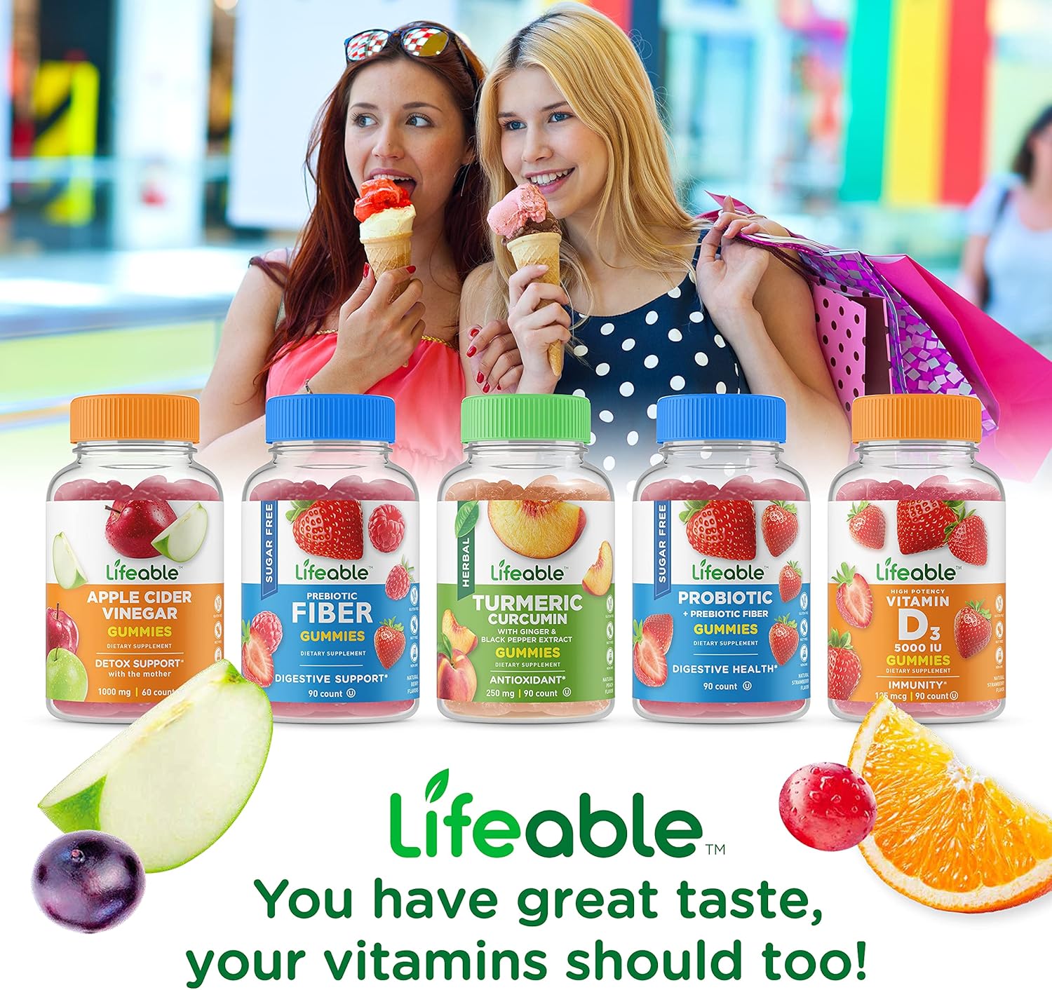 Probiotic Gummies Bundle with Calcium, Magnesium, Zinc & Vitamin D - 2 Billion CFU - Gluten Free Chewables