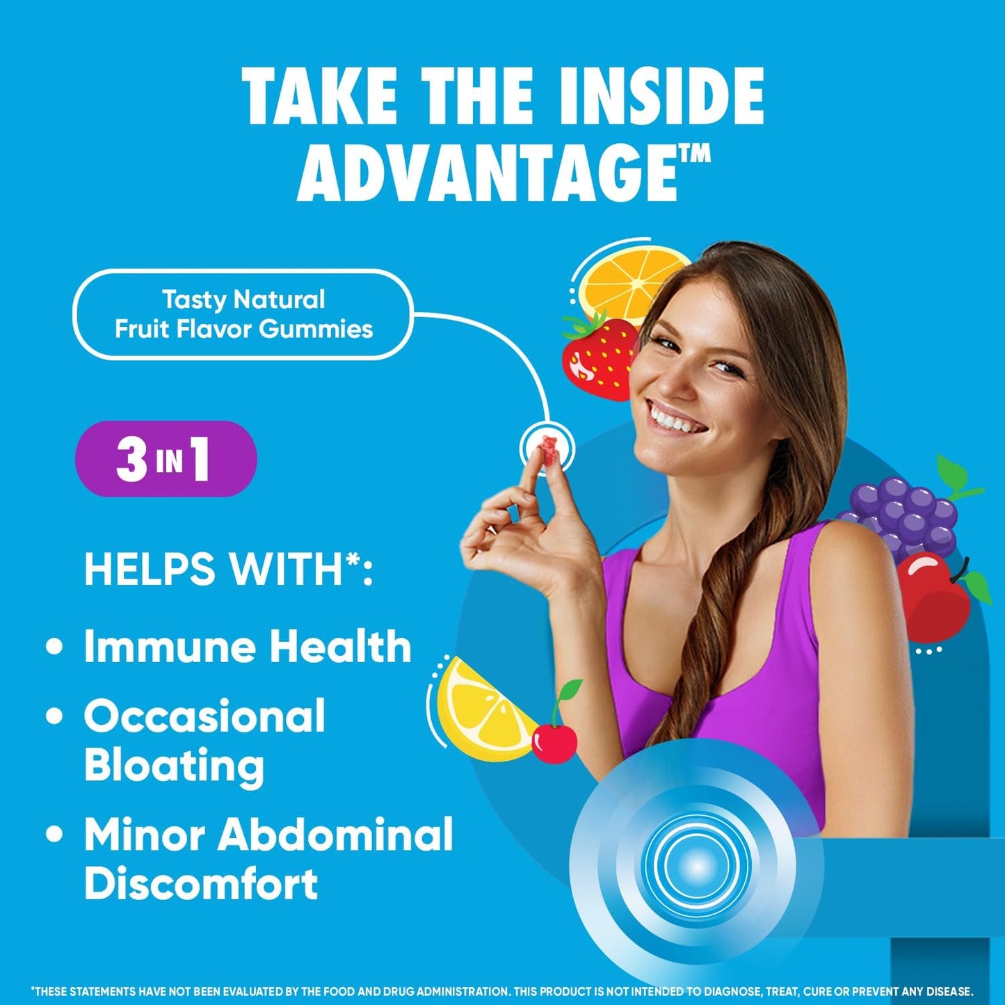 Probiotic Gummies for Digestive and Immune Health - Natural Fruit Flavor, 80ct x 2 Pack