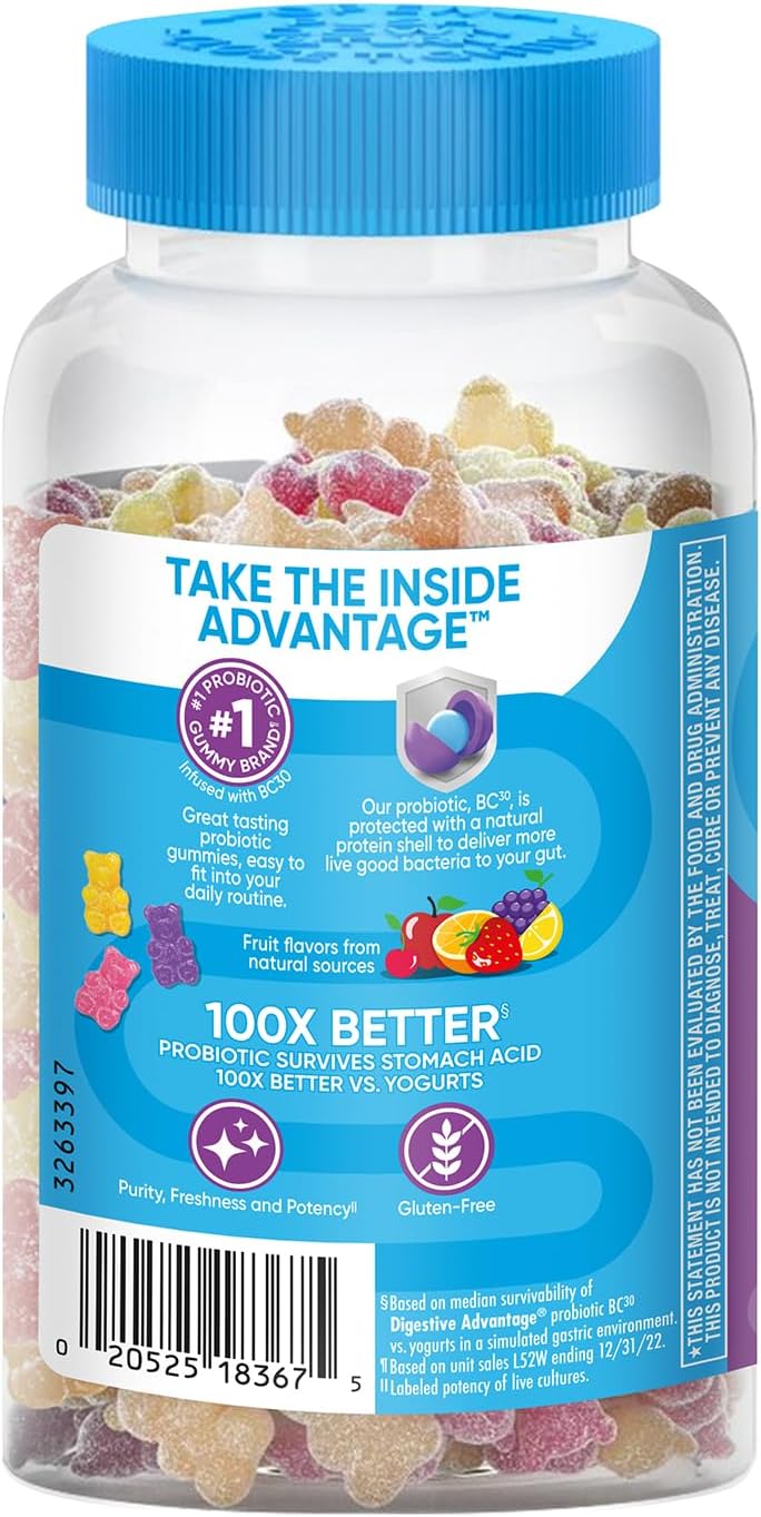 Probiotic Gummies for Digestive and Immune Health - Natural Fruit Flavor, 80ct x 2 Pack
