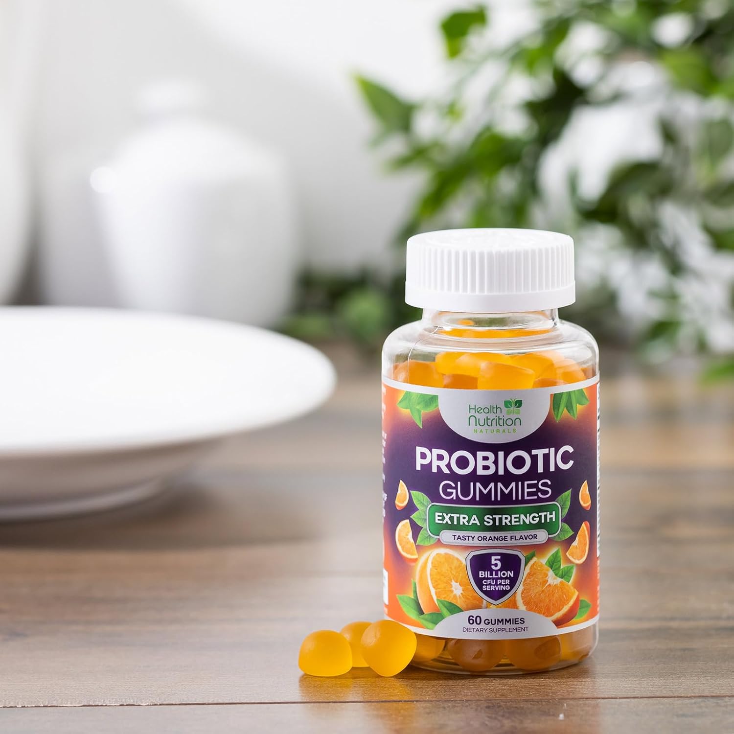 Probiotic Gummies for Digestive Health - Daily 5 Billion CFU Supplement for Women & Men - Supports Immune, Vaginal, & Gut Health - Non-GMO - 60 Gummies