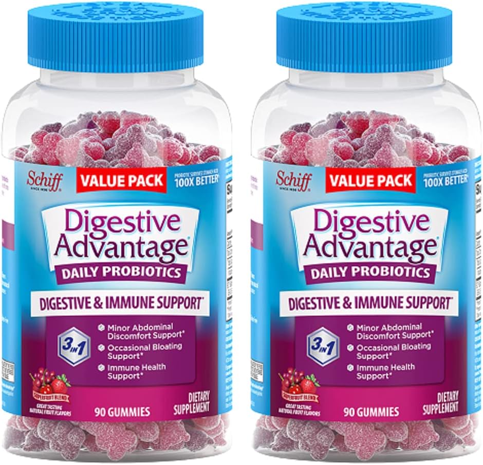 Probiotic Gummies for Digestive Health - Women & Men, 2x90ct Bottles - Support Bloating & Gut Health - Superfruit Formula