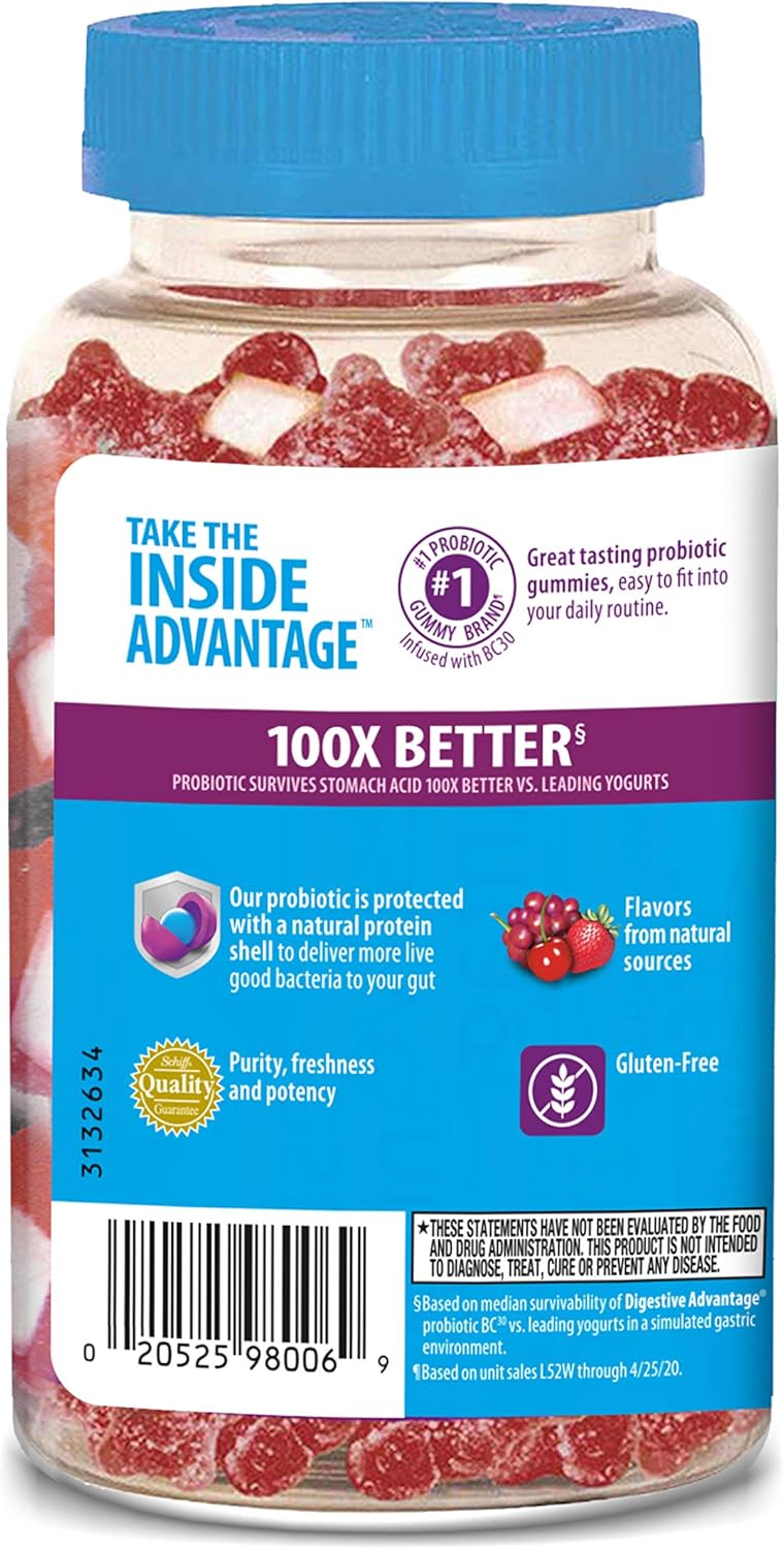 Probiotic Gummies for Digestive Health - Women & Men, 2x90ct Bottles - Support Bloating & Gut Health - Superfruit Formula