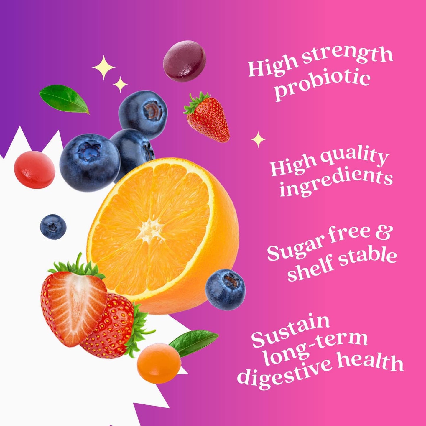 Probiotic Gummies with 5 Billion CFUs for Digestive Health - Immune Support Supplement for Men, Women, & Kids - Sugar Free & Vegan - Blueberry, Strawberry, & Orange Flavors - 3-Pack