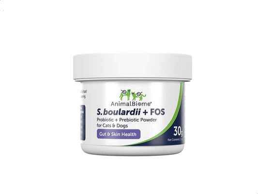 Probiotic Prebiotic Supplement for Cats and Dogs - AnimalBiome S boulardii + FOS - 30g