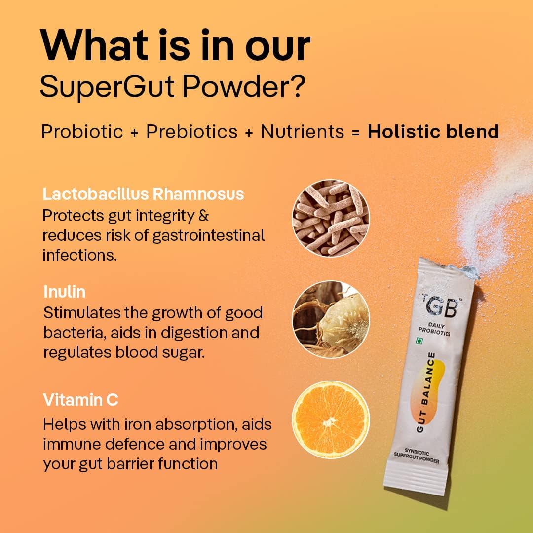 Probiotic Stick with Inulin & Vitamin C for Gut Health & Immunity - 3Bn CFU Clinical Strains - 30 Days Pack