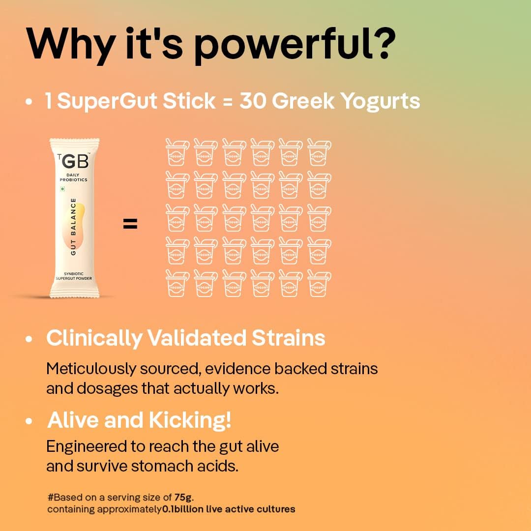 Probiotic Stick with Inulin & Vitamin C for Gut Health & Immunity - 3Bn CFU Clinical Strains - 30 Days Pack
