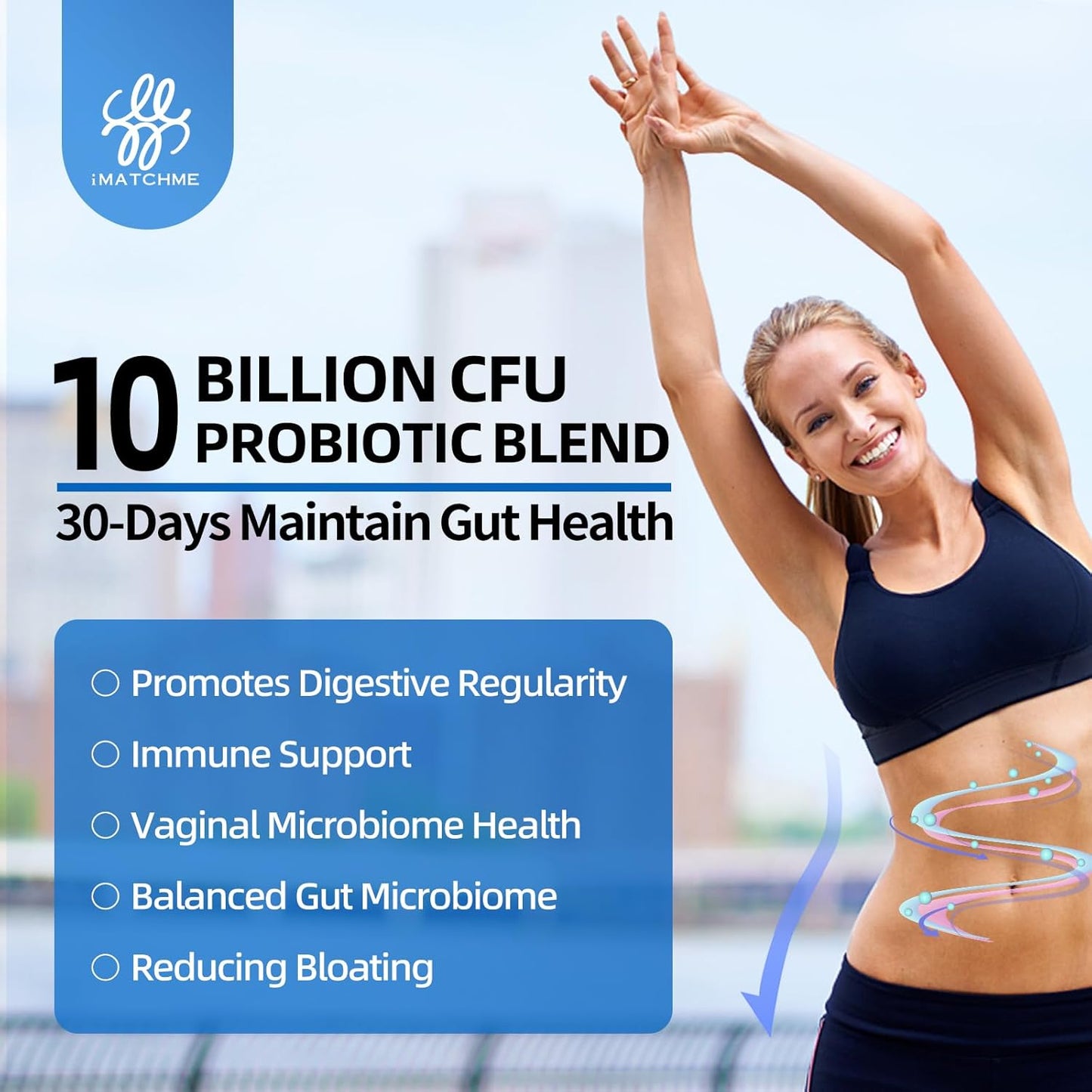 Probiotic Supplement with 10 Billion CFU, 10 Strains, Prebiotic, Vitamin B, Digestive Enzymes, 60 Capsules for Digestive and Immune Health