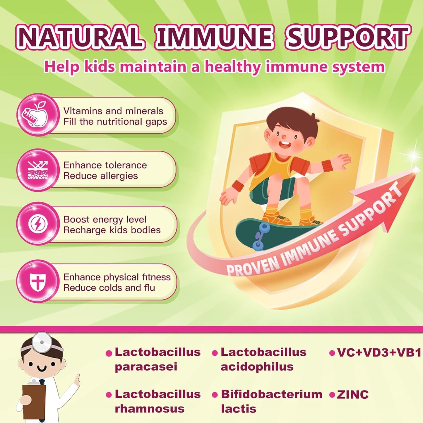 Probiotics for Women and Kids - Chewable Probiotic Supplement from NATURE TARGET