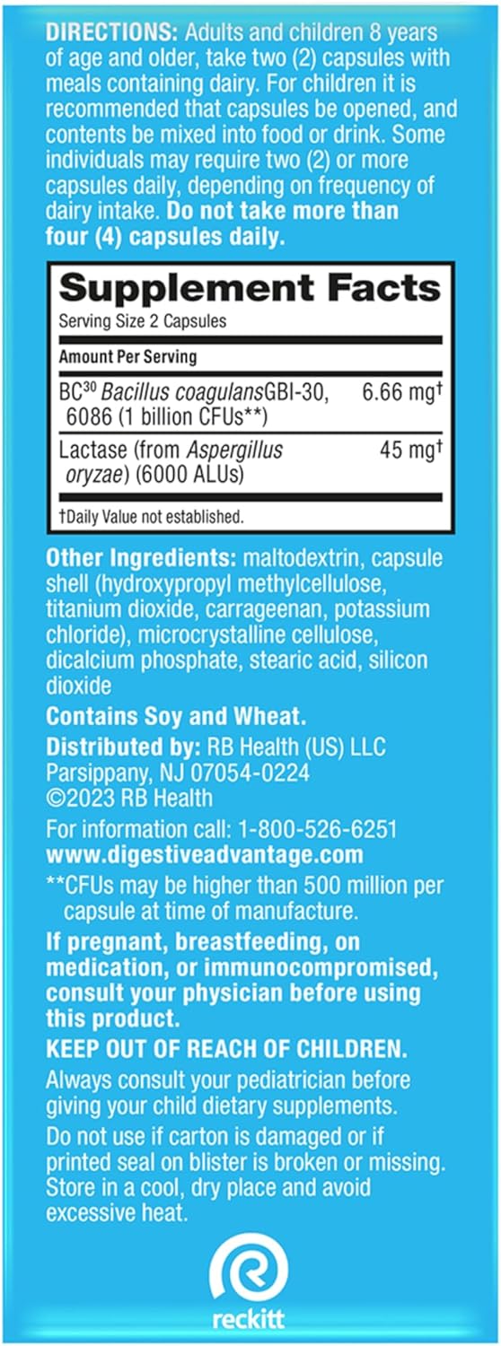 Probiotics + Lactase Enzymes for Digestive Health - 96ct for Men and Women with Bloating and Abdominal Discomfort