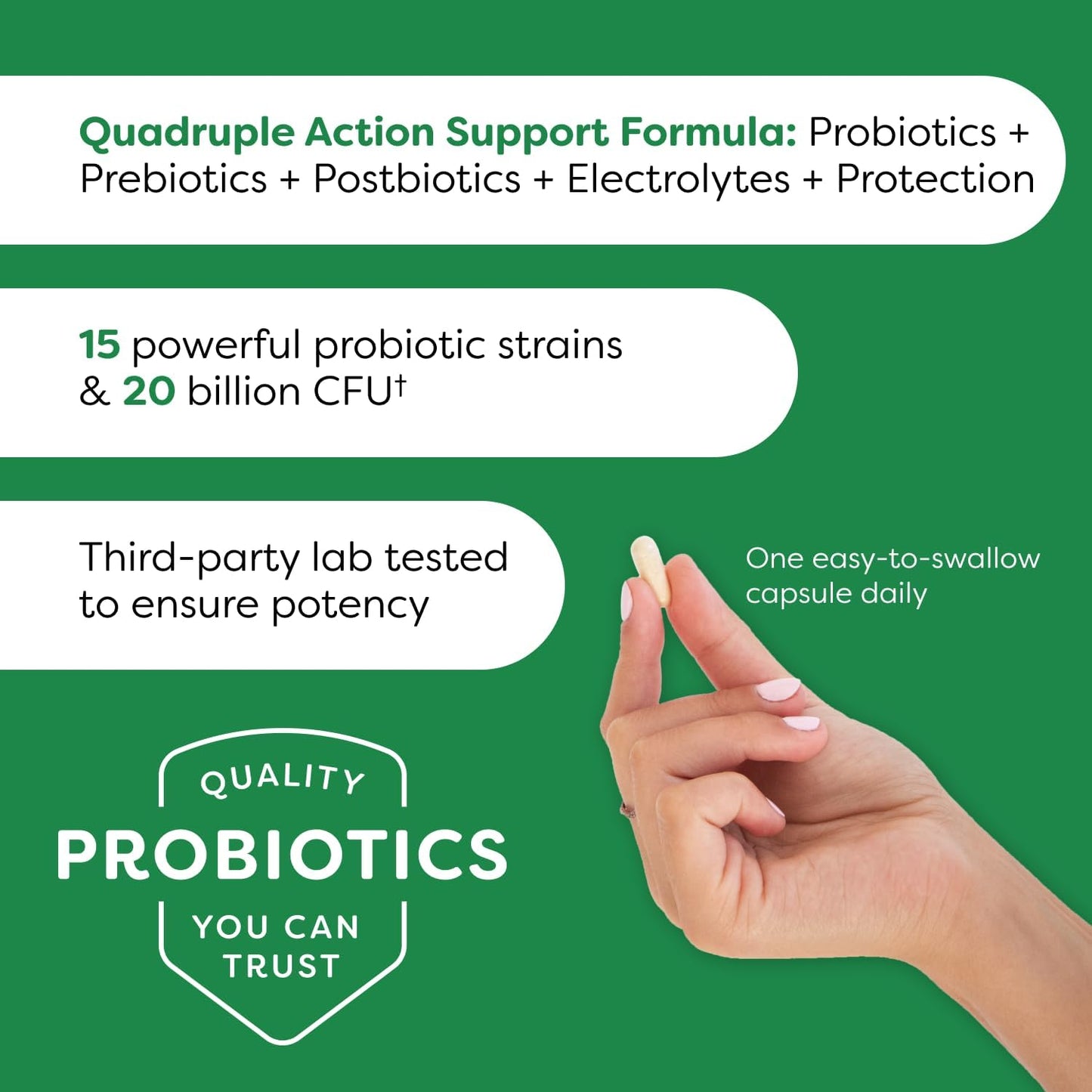 Probulin Total Care Probiotic Supplement - Daily Gut & Immune Support Capsules for Men & Women - 20 Billion CFU - Vegan - 30 Count Box
