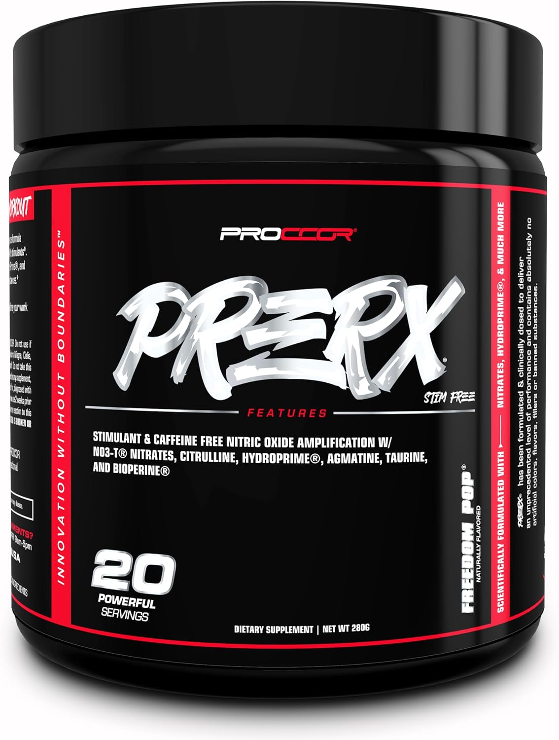 PROCCOR PreRx Caffeine-Free Performance Pre Workout - Clinically Dosed, Scientifically Formulated with Nitrates - 20 Servings