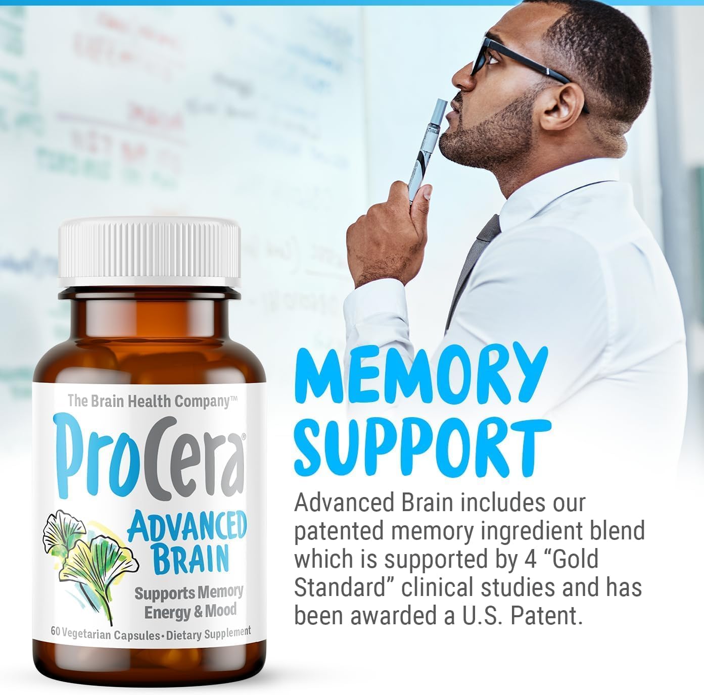 Procera Advanced Brain Supplement - Fast-Acting Formula Backed by 100+ Studies - Enhances Memory, Recall, and Concentration - Promotes Mental Clarity and Slows Cognitive Decline - 60 Capsules