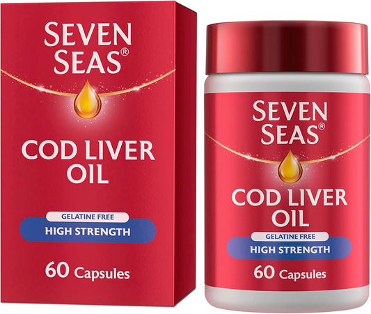 Procter & Gamble Seven Seas High Strength Cod Liver Oil Capsules with Omega 3, Vitamins D & E - 120 Count