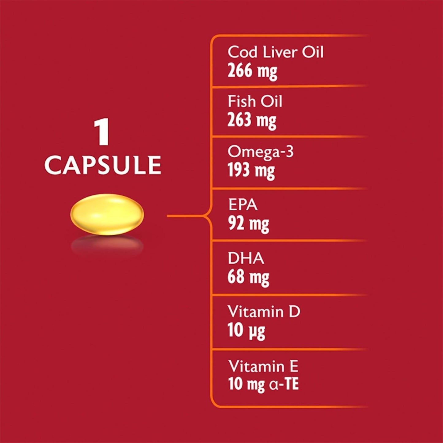 Procter & Gamble Seven Seas High Strength Cod Liver Oil Capsules with Omega 3, Vitamins D & E - 120 Count