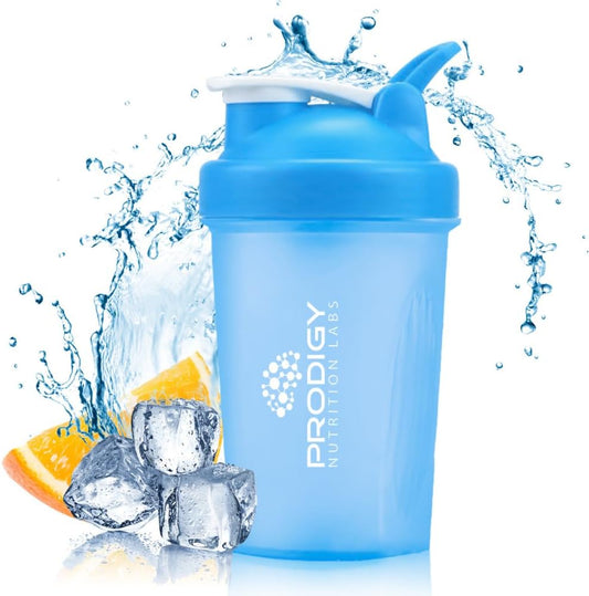 Prodigy Nutrition Labs 14oz Premium Shaker Bottle for Protein Shakes and Pre Workout - Blue Color
