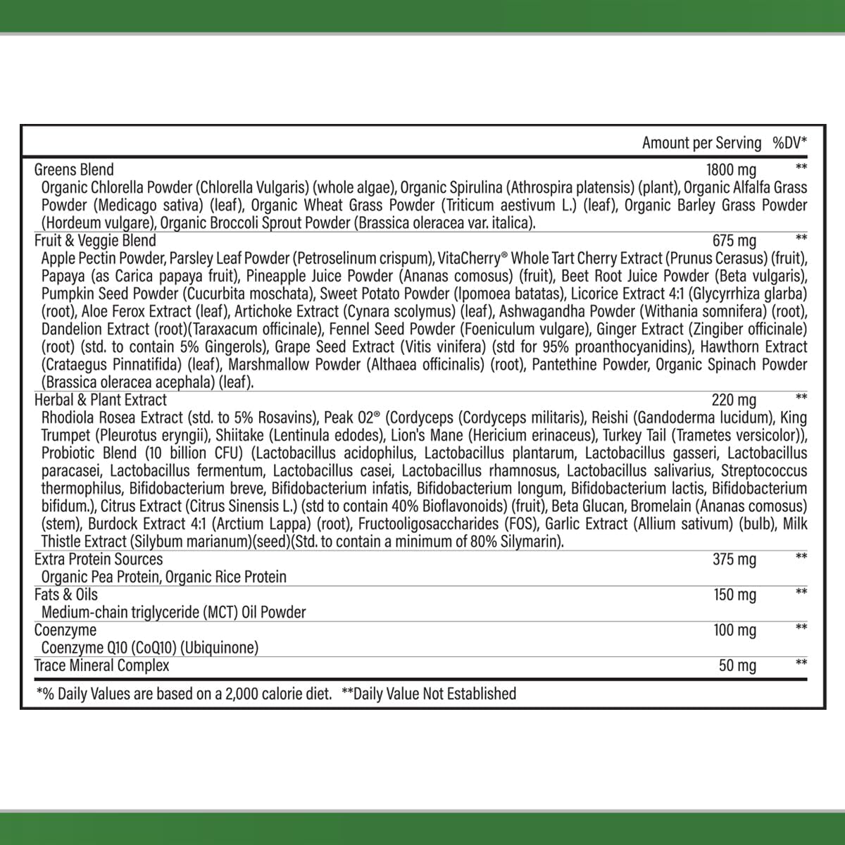 Prodigy Smart Greens Super Greens Powder Smoothie - Probiotics for Digestive Health - Protein, Veggies, Fruits - Chlorella Gut Health