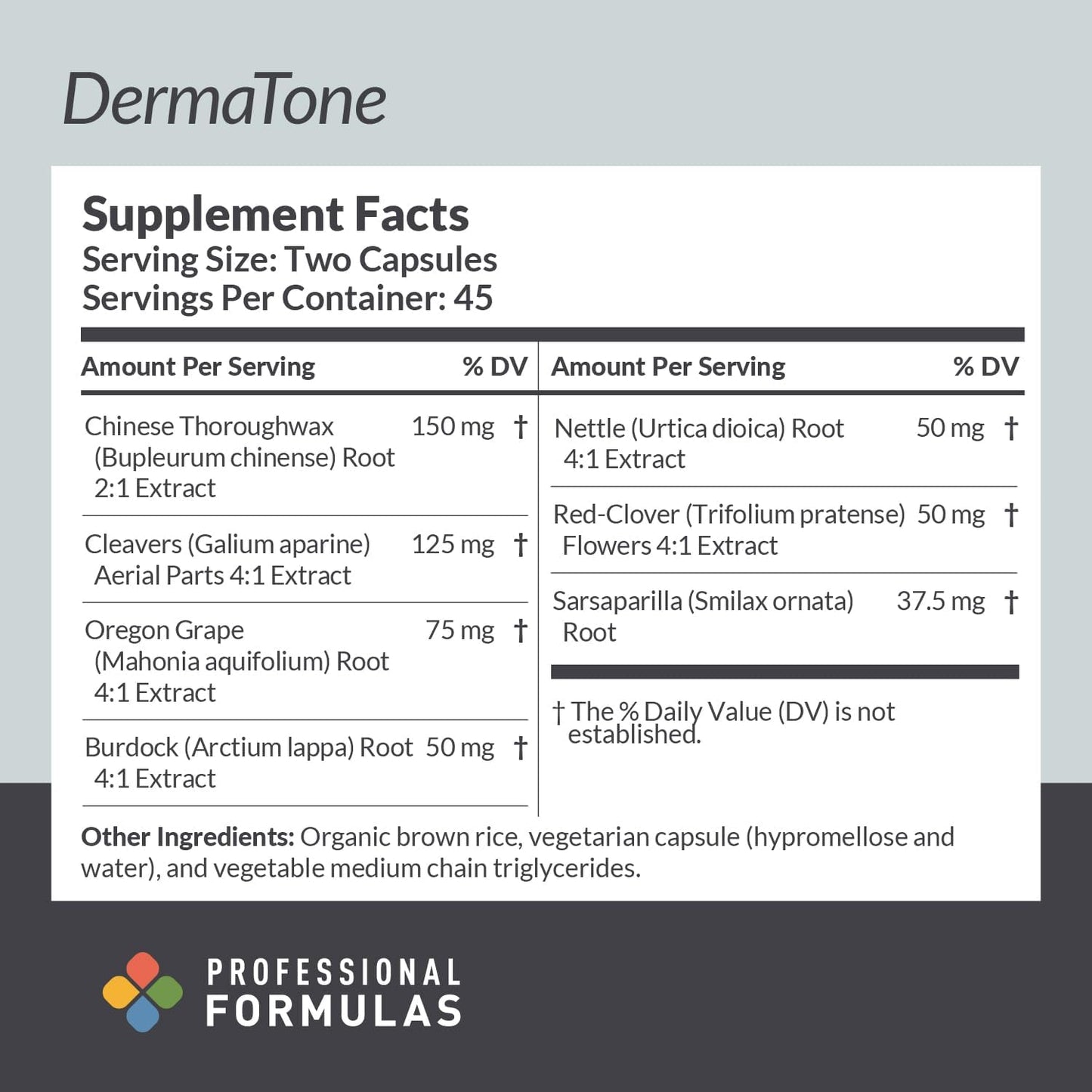 Professional Formulas DermaTone for Liver & Lymphatic Health - Vegetarian Capsules