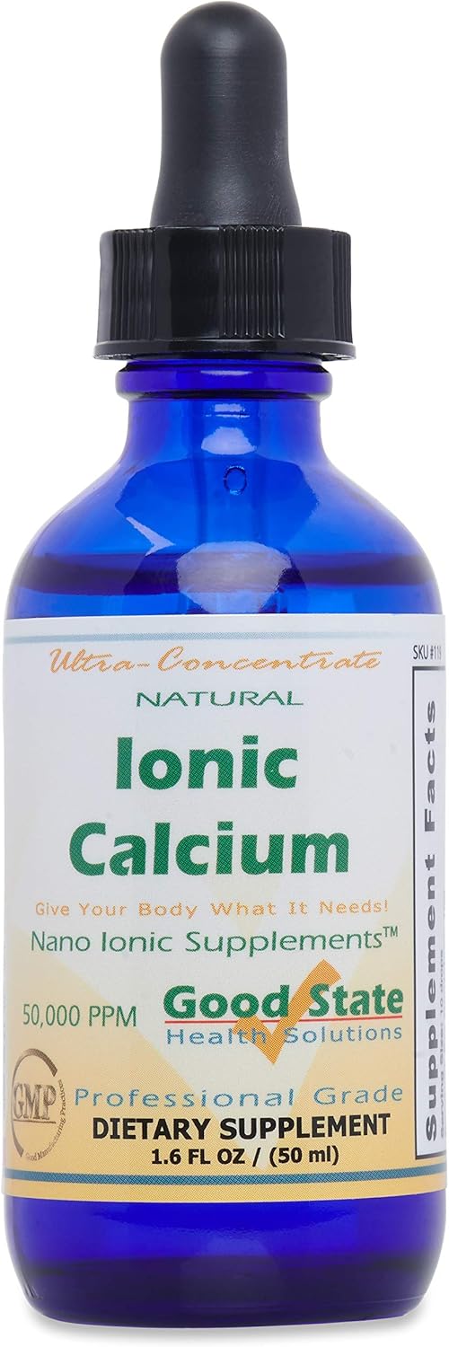 Professional Grade Ionic Calcium Liquid Concentrate - Supports Healthy Bones, Tendons, & Ligaments - Nano Sized Mineral Technology - 1.6 Fl oz Bottle