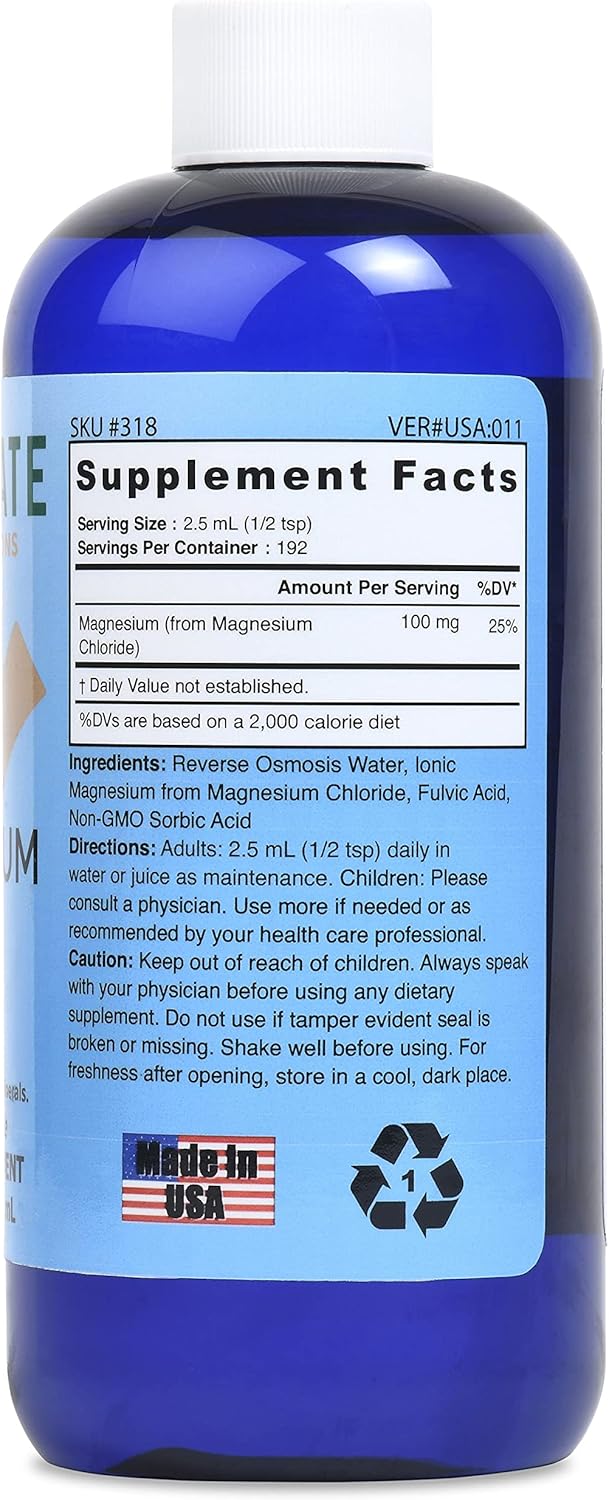 Professional Grade Ionic Magnesium Supplement | Nano-Sized Mineral Technology | Supports Healthy Chemical & Enzyme Reactions | 192 Servings, 100 mg Each | 16 oz Bottle