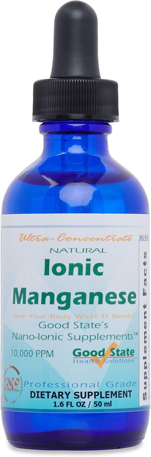 Professional Grade Natural Ionic Manganese Liquid Concentrate with Nano-Sized Mineral Technology - 1.6 Fl oz Bottle (50 mL)