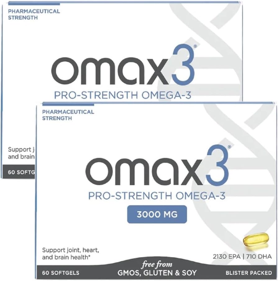 Professional Grade Omax3 Ultra-Pure Omega-3 Fish Oil Softgels - 1000mg EPA DHA for Joint & Muscle Support - NSF Certified - 120 Softgels