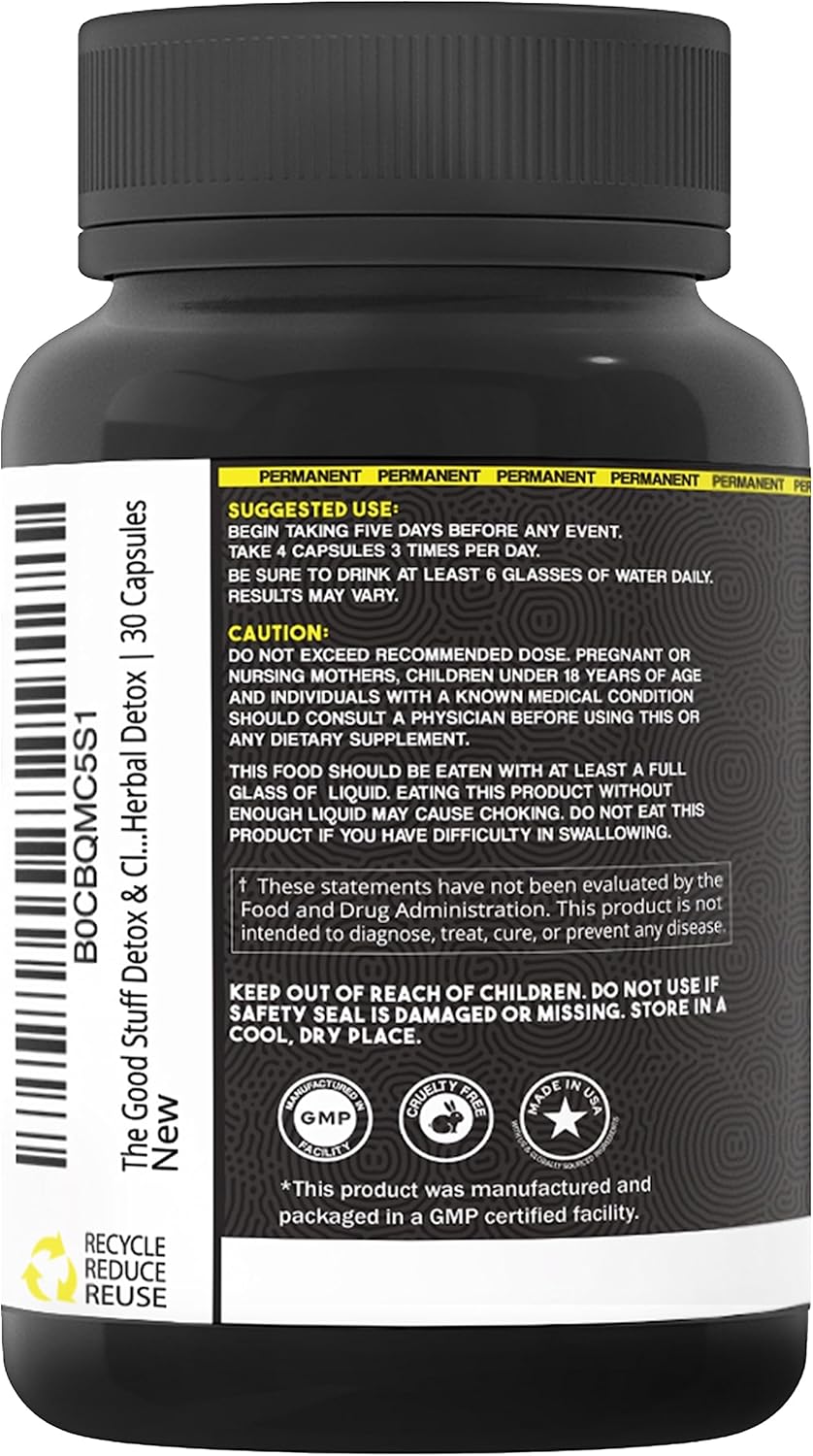 Professional Strength Organic Detox & Cleanse | Complete Internal Cleansing Formula | Extra Strong Herbal Blend | 30 Capsules