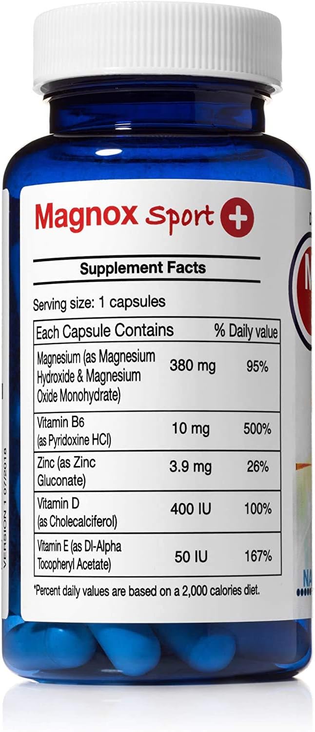 professnore High Absorption Magnesium Supplement with Zinc, Vitamins B6, D, E Complex - 120 Capsules for Leg Cramps, Sore Muscles, Relaxation & Energy