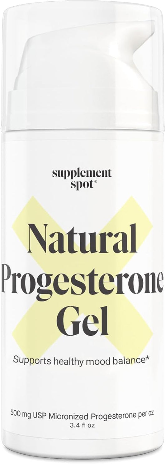 Progesterone Gel for Women - Water Based USP Gel with Wild Yam for Menopause Relief & Mood Balance (3.4 Oz)