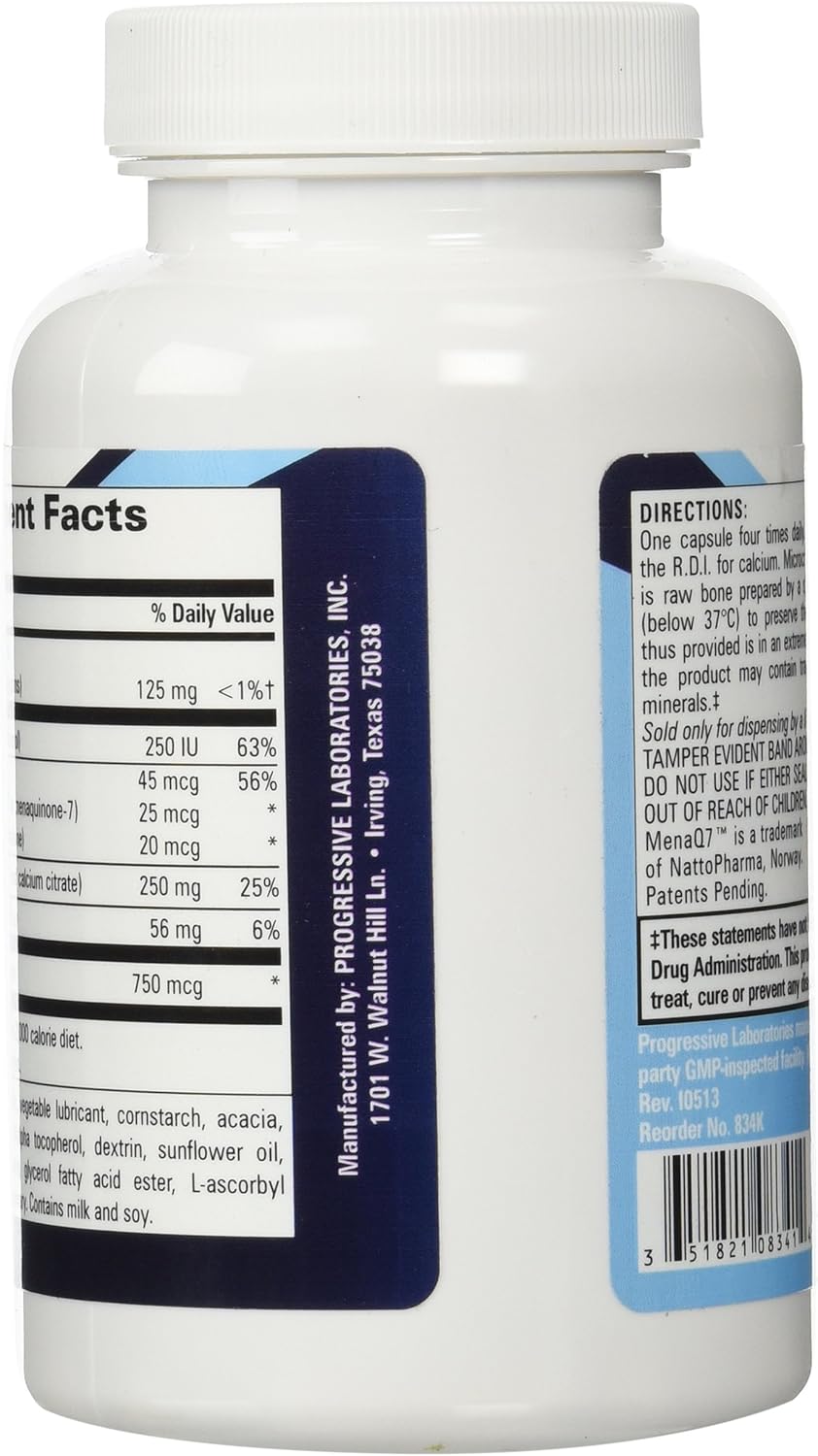 Progressive Laboratories MCHC Supplement with Vitamin K1 and K2 - 120 Count