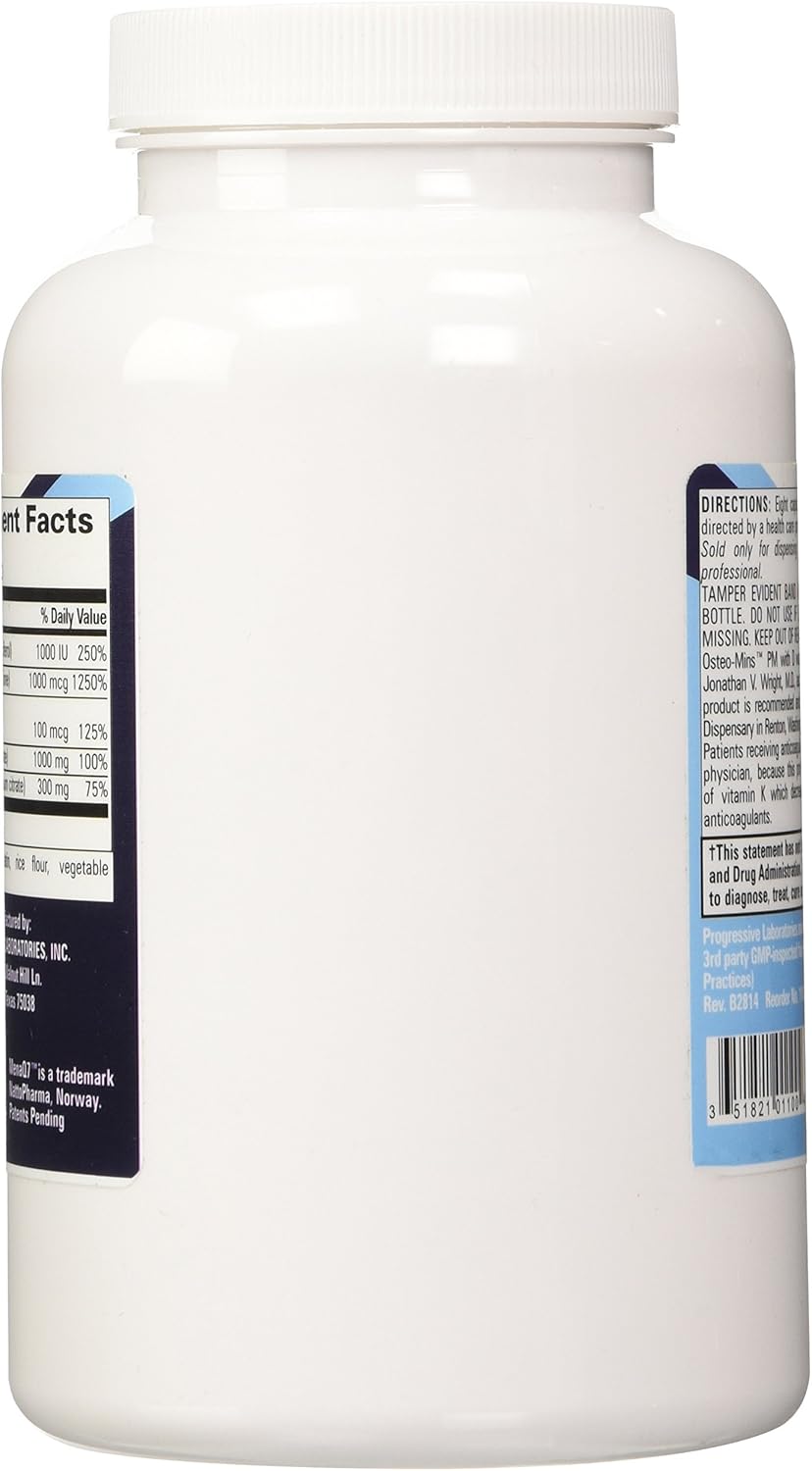 Progressive Labs Osteo-Mins PM Supplement with Vitamin D, K1, and K2 - 240 Count