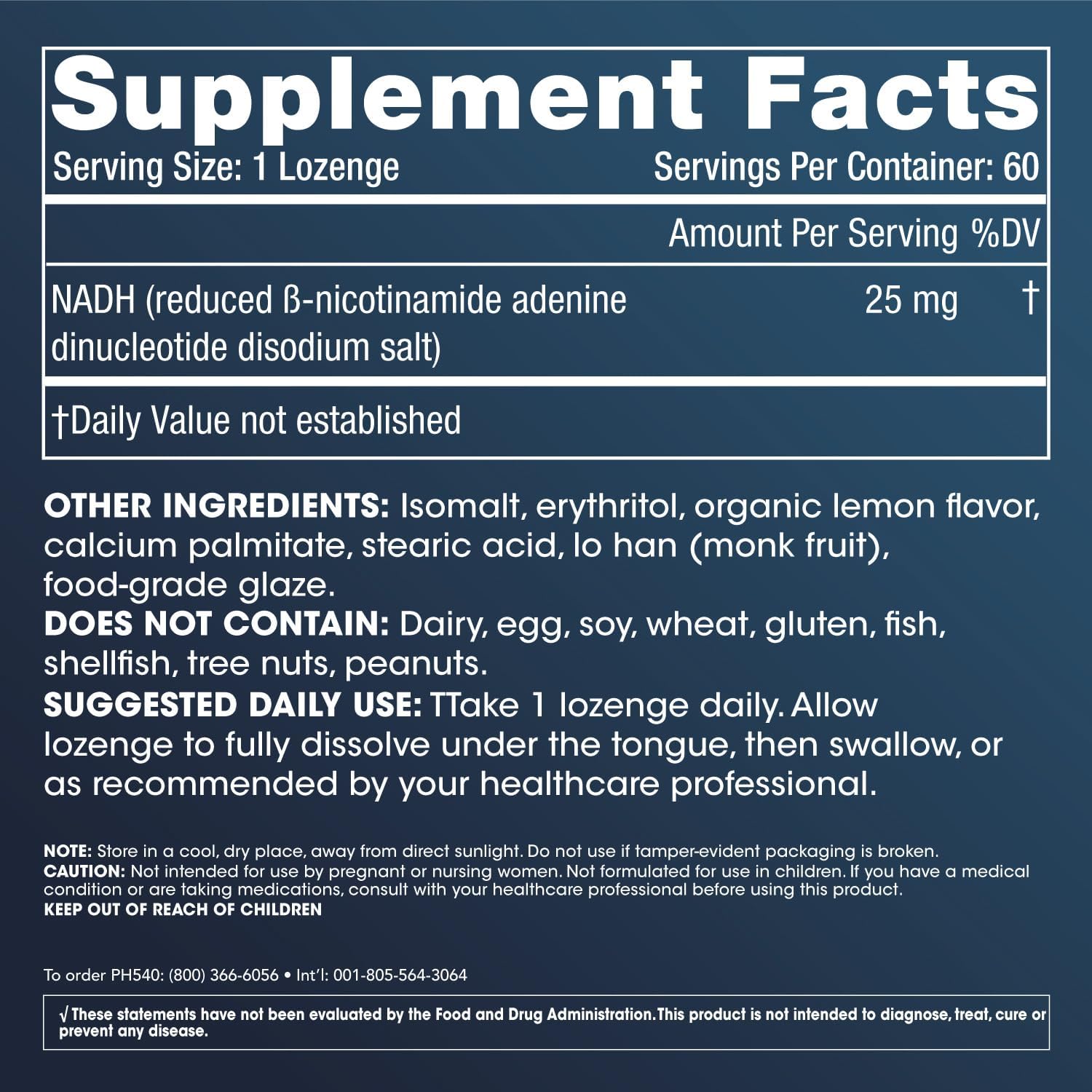 ProHealth NADH Pro - 25mg Fast-Acting Lozenges for Energy, Memory, Focus, Mood, Antioxidant, ATP Production | Boost NAD Levels