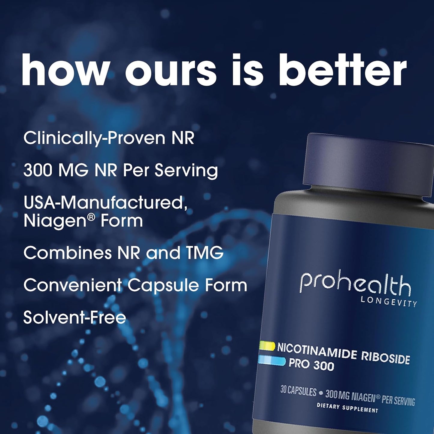 ProHealth Nicotinamide Riboside Pro 300: 300mg Niagen NR & 150mg TMG - NAD Supplement Supported by 300 Studies - 30 Servings