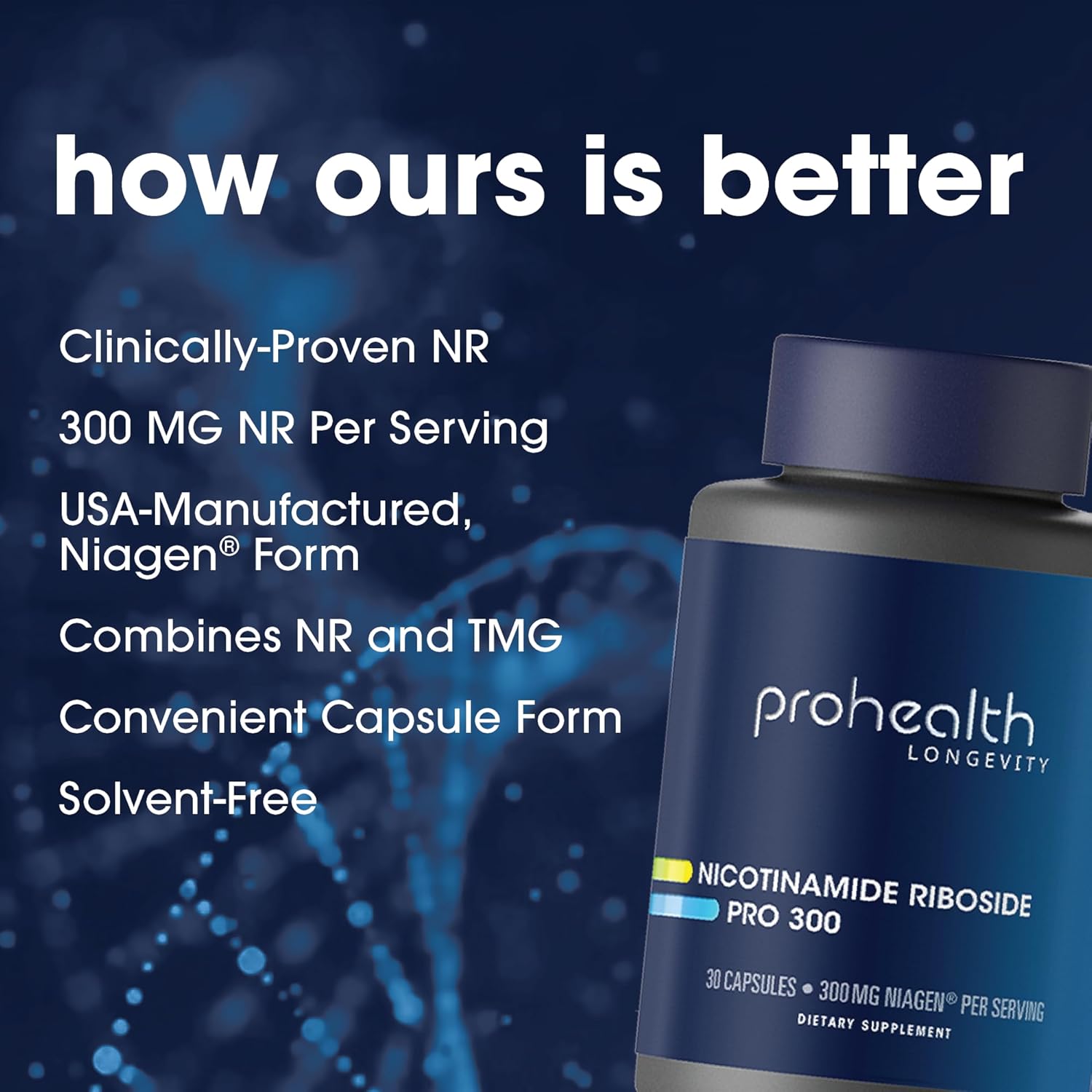ProHealth Nicotinamide Riboside Pro 300: 300mg Niagen NR & 150mg TMG - NAD Supplement Supported by 300 Studies - 30 Servings