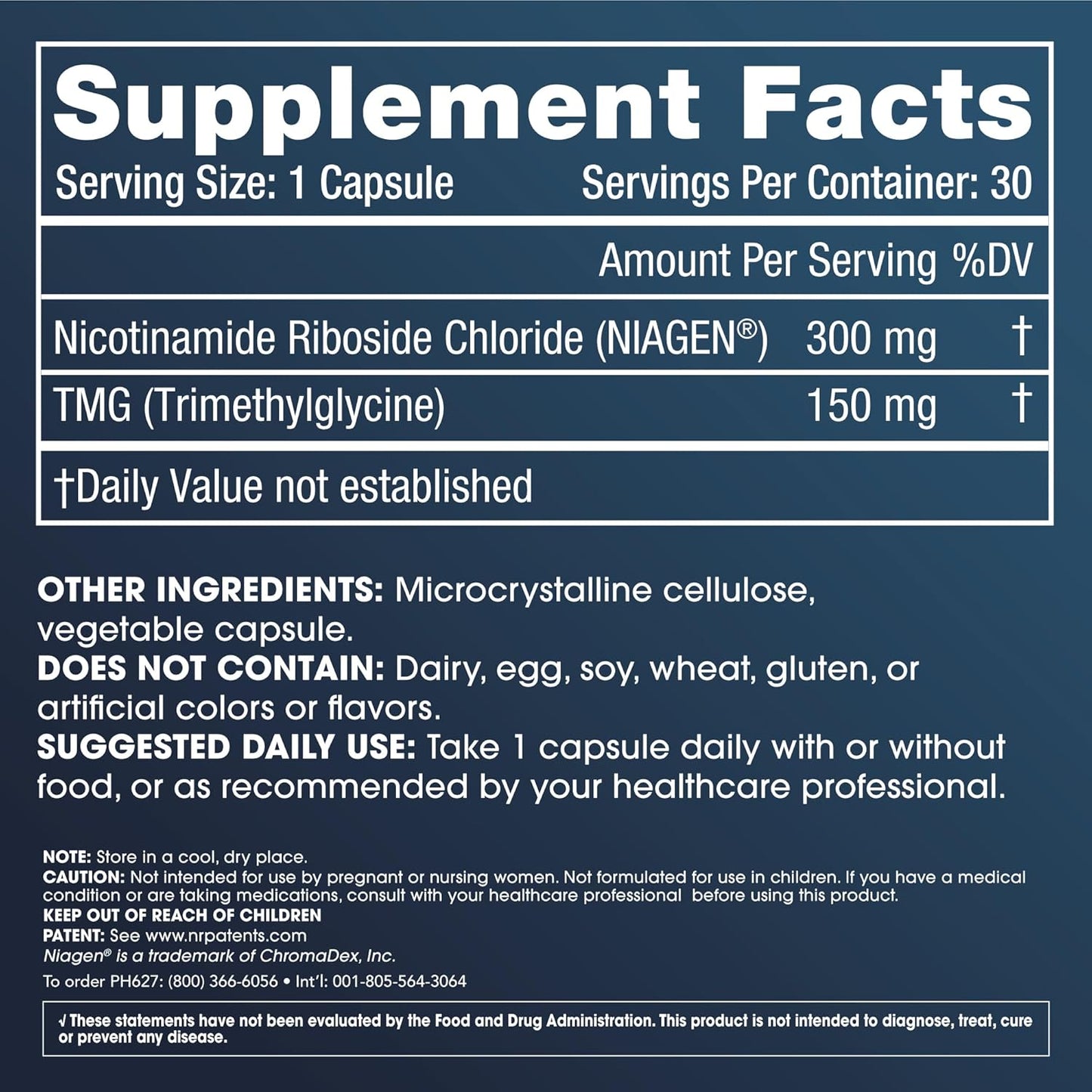 ProHealth Nicotinamide Riboside Pro 300: 300mg Niagen NR & 150mg TMG - NAD Supplement Supported by 300 Studies - 30 Servings