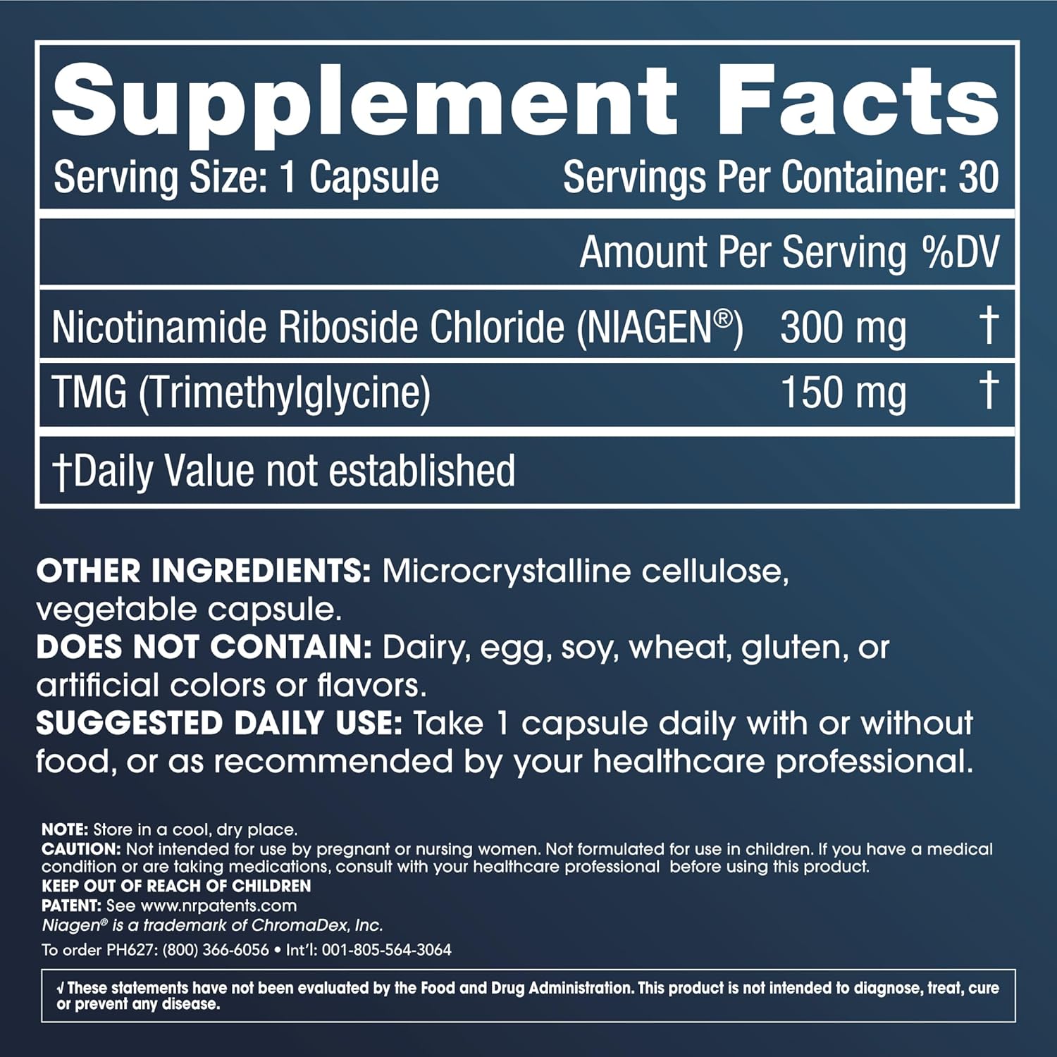 ProHealth Nicotinamide Riboside Pro 300: 300mg Niagen NR & 150mg TMG - NAD Supplement Supported by 300 Studies - 30 Servings