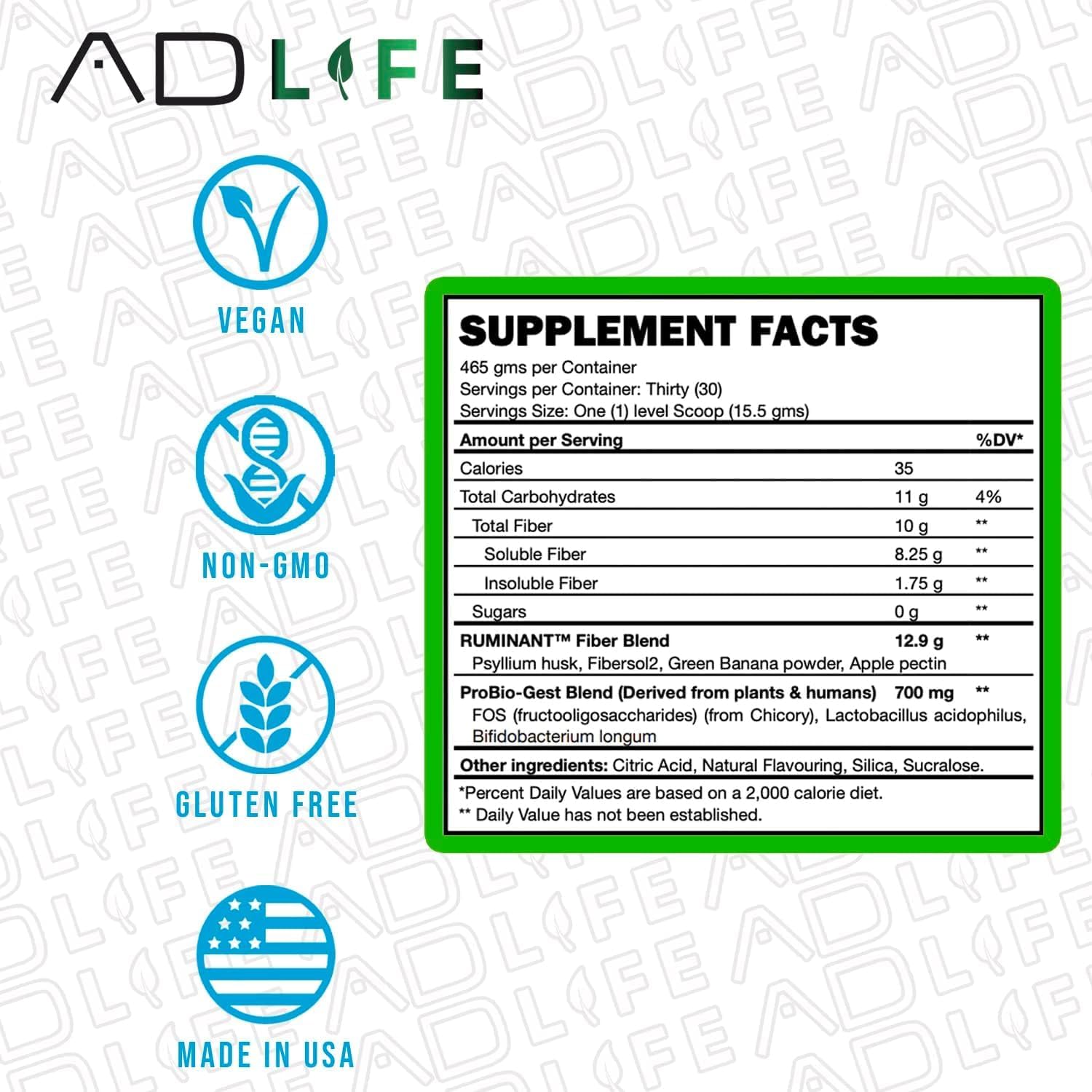 Project AD Fiber+ Vegan Supplement Powder - Mango Flavor, 16.4 oz - Boost Gut Health & Promote Digestive Regularity