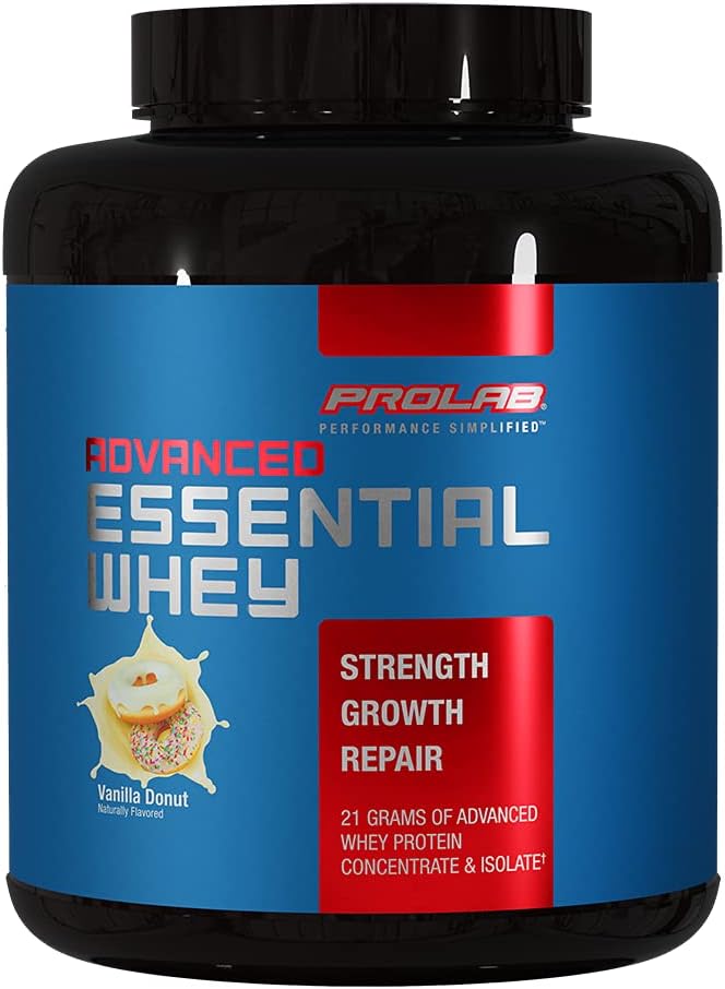 ProLab Advanced Essential Whey Protein Blend - Premium Whey Concentrate & Ultra Pure Whey Isolate - BCAAs & Natural Enzymes - Vanilla Donut, 5 LB