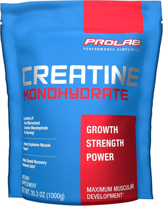 ProLab Creatine Monohydrate Micronized Powder for Sports Nutrition - Boost Muscle Mass, Strength, Endurance, Power - 1000g