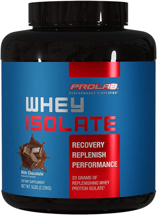 PROLAB Whey Isolate - 23g Protein Per Scoop - Ultra Pure Milk Chocolate Protein Powder - Fast Absorbing for Lean Muscle Growth - 5 LB Size