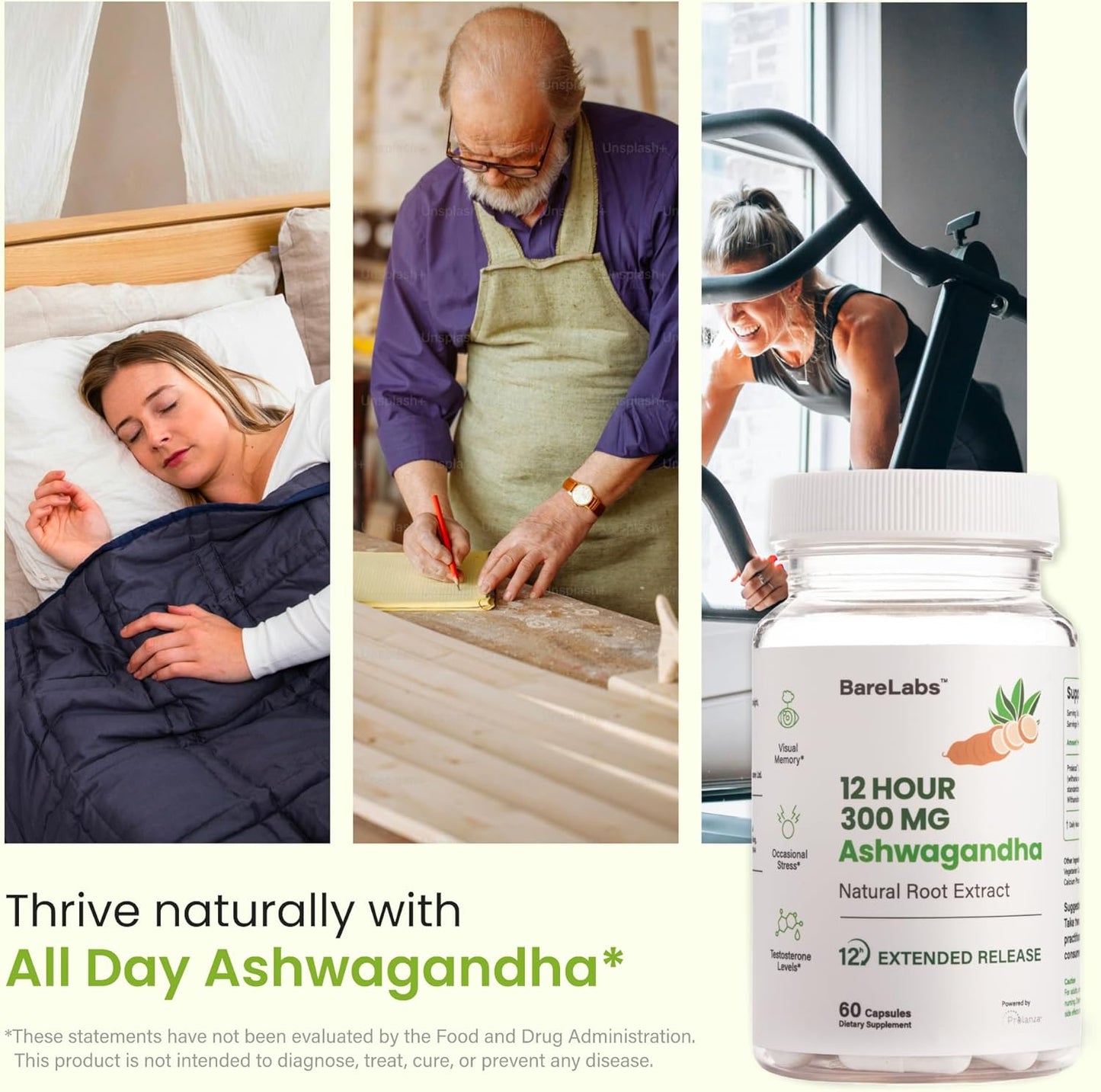 Prolanza® Ashwagandha 300mg Capsules - Advanced 12 Hour Time Release - Natural Root Extract - Sleep, Energy, Stress Support - 30 Day Supply for Men and Women