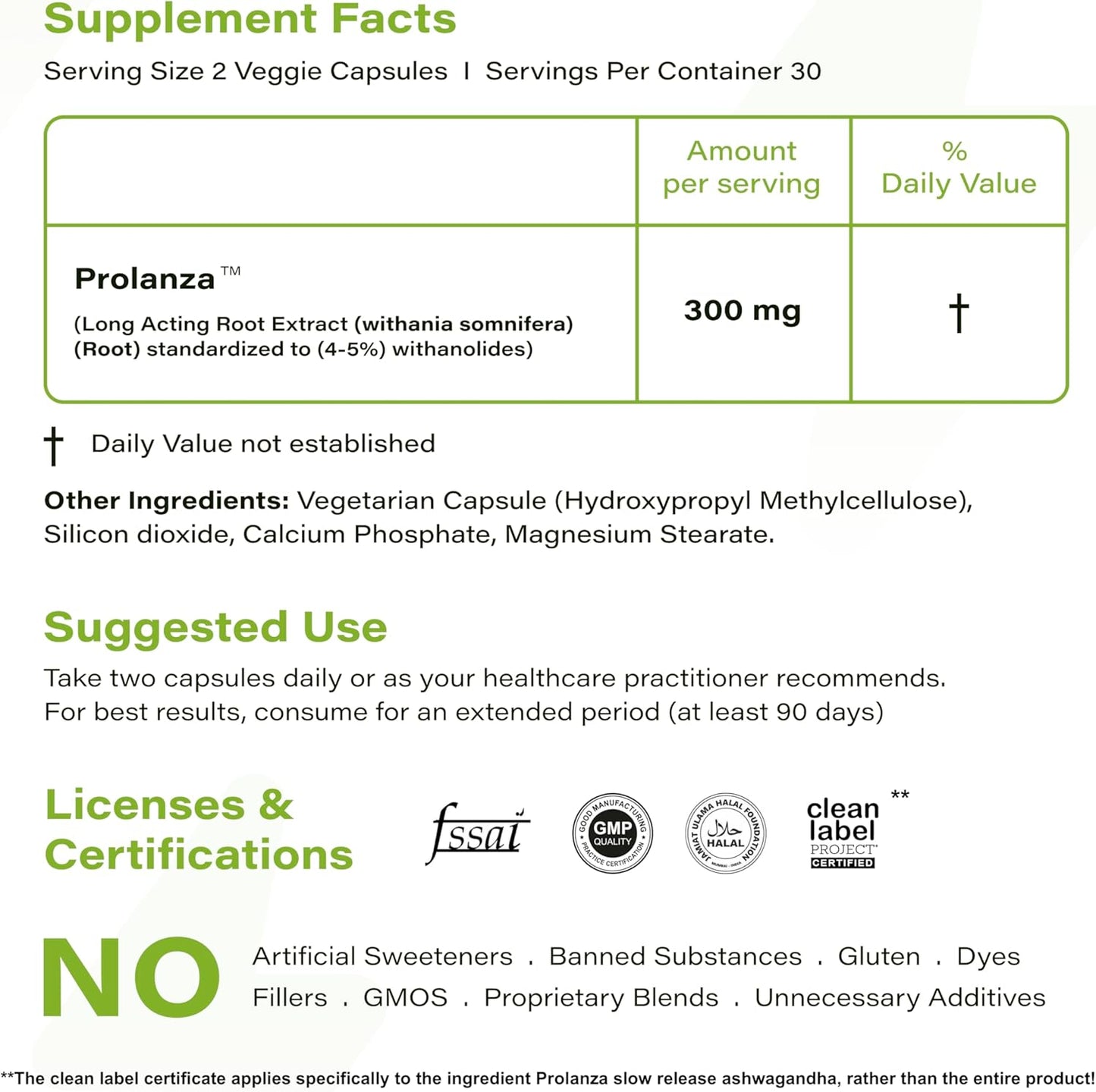 Prolanza® Ashwagandha 300mg Capsules - Advanced 12 Hour Time Release - Natural Root Extract - Sleep, Energy, Stress Support - 30 Day Supply for Men and Women