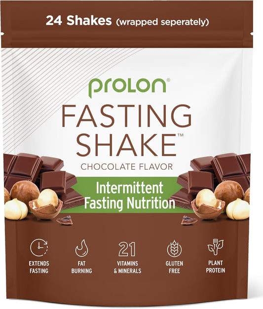 ProLon Intermittent Fasting Shake Mix | Plant-Based Protein, Superfoods, Vitamins | Keto, Vegan, Gluten-Free | Chocolate Flavor, 24 Packets