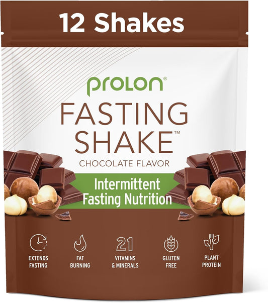 ProLon Intermittent Fasting Shake Mix | Plant-Based Protein, Superfoods, Vitamins | Keto, Vegan, Gluten-Free, Dairy-Free | Chocolate Flavor, 12 Packets