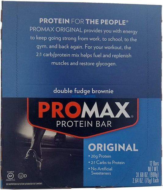 Promax Double Fudge Brownie Protein Bar - 12 Bars, 31.68 oz (900 g)