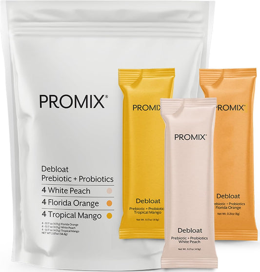 ProMix Nutrition Debloat Prebiotics and Probiotics Variety Pack - 12 Count for Gut Health and Immune Support