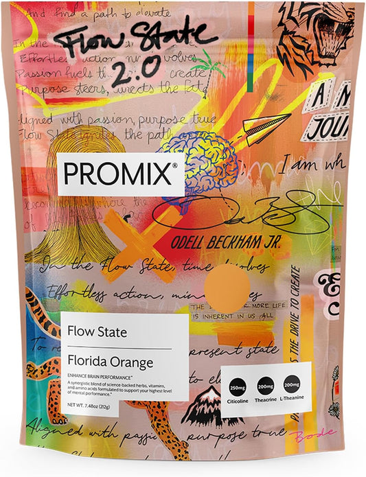ProMix Nutrition Flow State Nootropic Supplement Orange Flavor - L Tyrosine, Theacrine, Vitamins - Caffeine Free - 30 Servings