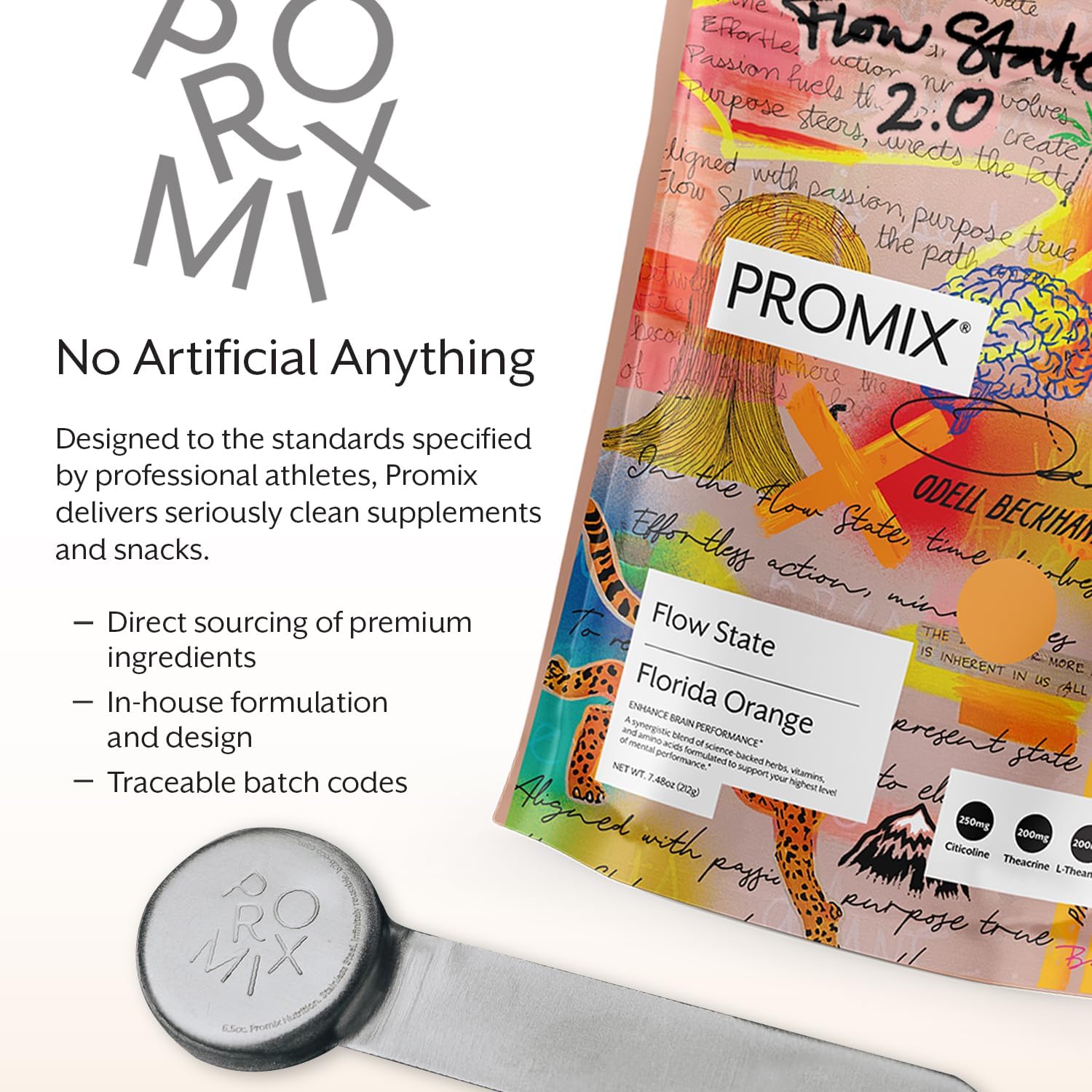 ProMix Nutrition Flow State Nootropic Supplement Orange Flavor - L Tyrosine, Theacrine, Vitamins - Caffeine Free - 30 Servings