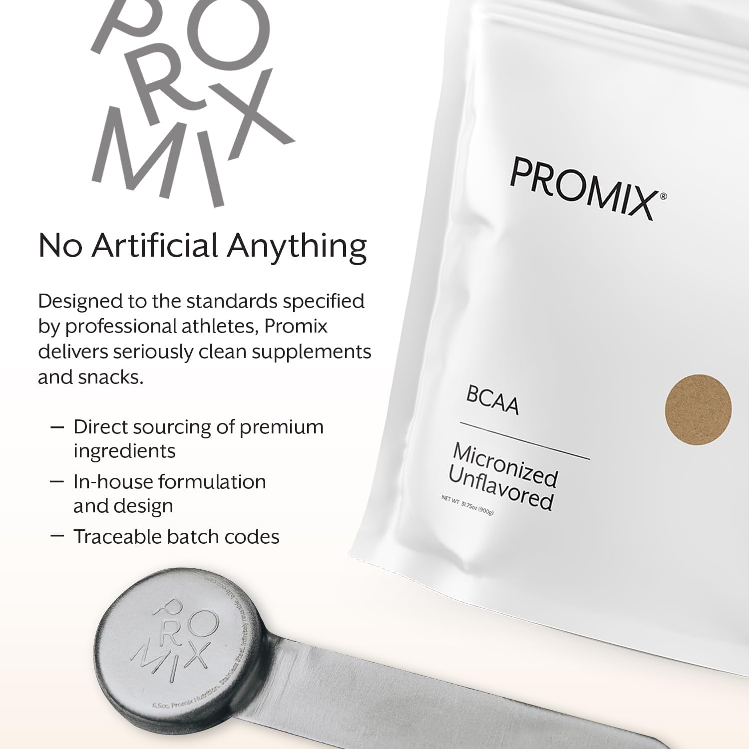 Promix Nutrition Plant-Based BCAA Powder - Unflavored - Sugar Free & Gluten Free - 180 Servings
