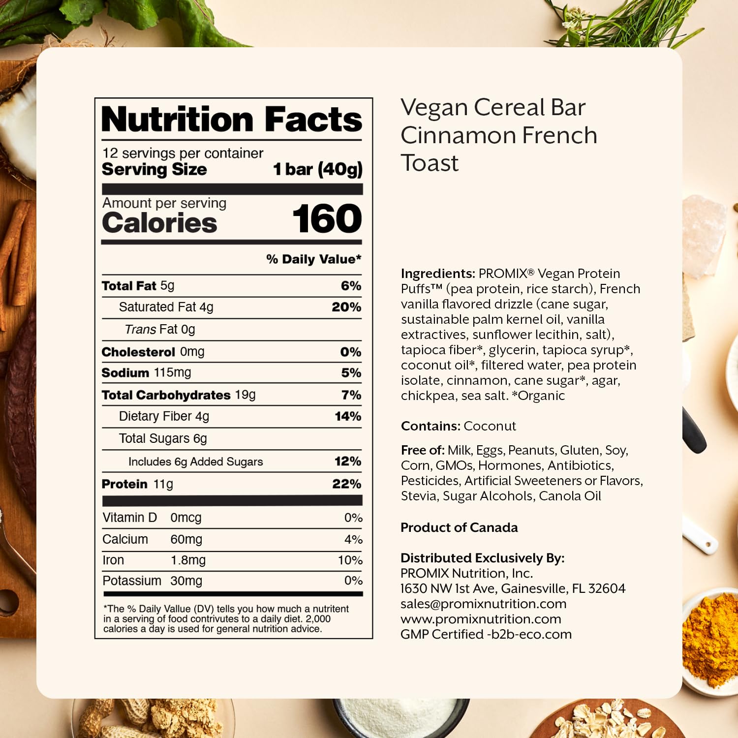 Promix Nutrition Vegan Protein Puff Bars - Cinnamon French Toast Flavor | High Protein, Low Calorie Marshmallow Crispy Treat, Soy Free & Kosher