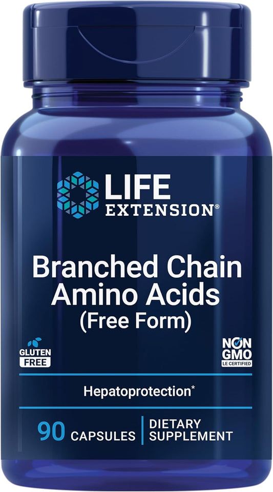 Promote Muscle Recovery with Life Extension BCAA Supplements - Gluten-Free, Non-GMO, 90 Capsules